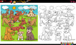 © Igor Zakowski - playful dogs characters group coloring book page