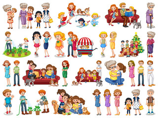 Wall Mural - group of family member characters