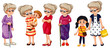 © GraphicsRF - Set of grandmother in different clothes doing different things