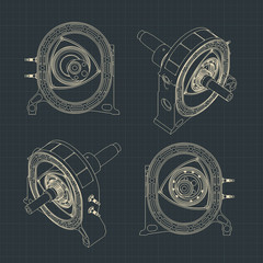 Wall Mural - Rotary engine drawing