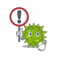 Sticker - An icon of vibrio cholerae cartoon design style with a sign board