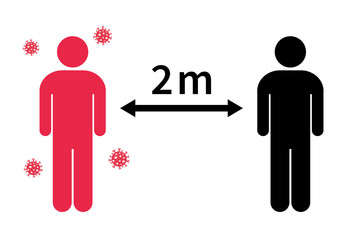 Social distancing icon. Keep the 2 meter distance. Coronovirus epidemic protective. Vector illustration