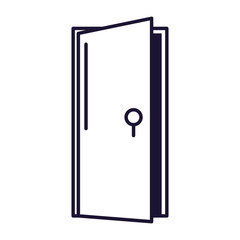 Poster - open door, line style icon