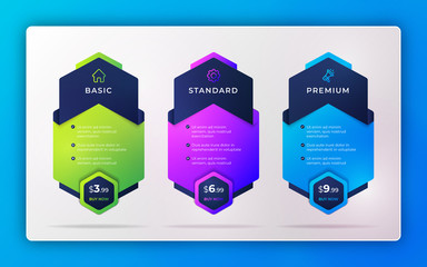 Wall Mural - Modern creative price list comparison design template or infographic design elements