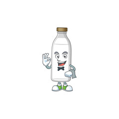 Canvas Print - A milk bottle waiter cartoon character ready to serve