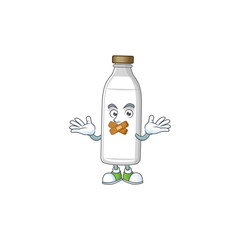 Sticker - Milk bottle mascot cartoon design with quiet finger gesture