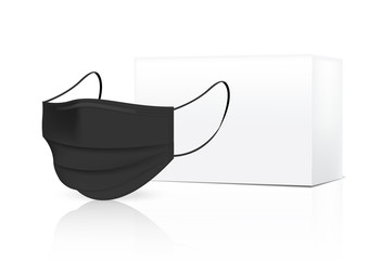 Naklejka na meble Surgical mask and Virus Protection withe box isolated on white background. Safety Breathing,  Health Care and Medical Concept Design.