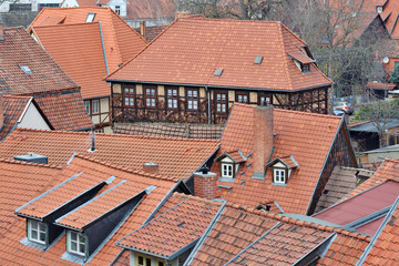 Wall Mural - The historic old town of Quedlinburg in Germany