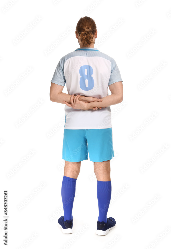 Male football player on white background