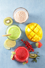 Poster - fruit juice, healthy smoothie- top view