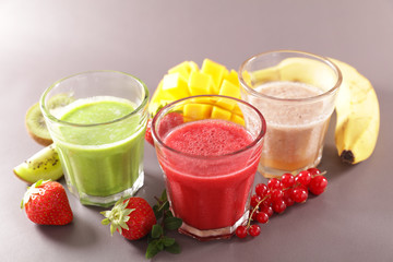 Poster - assorted of fruit smoothie and fresh fruits