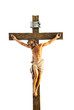 A small statue of Jesus Christ on the Cross isolated on white