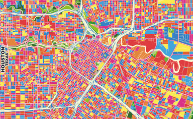 Wall Mural - Houston, Texas, U.S.A., colorful vector map