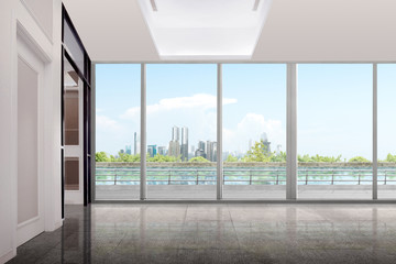 Wall Mural - The opened glass door for the workplace with window glass