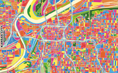 Kansas City, Missouri, U.S.A., colorful vector map