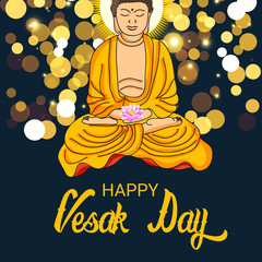 Poster - Vector illustration of a background or poster for celebrate Happy Vesak day or Buddha Purnima.