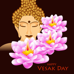 Poster - Vector illustration of a background or poster for celebrate Happy Vesak day or Buddha Purnima.