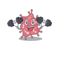 Wall Mural - Mascot design of smiling Fitness exercise haemophilus ducreyi lift up barbells