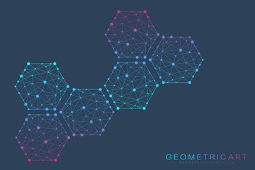 Wall Mural - hexagonal abstract background. big data visualization. global network connection.