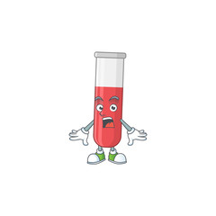 Sticker - A cartoon design of red test tube showing an amazed gesture