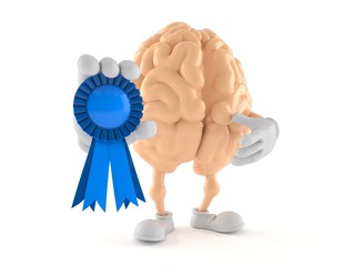 Wall Mural - Brain character with award ribbon