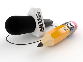 Sticker - Interview microphone with pencil