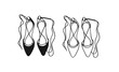 © pomolchim - Hand Drawn Fashion Illustration Season Sandals. Creative ink art work Summer Outfit Element. Actual vector drawing shoes. Black contour object on white background isolated