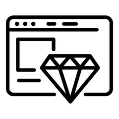 Sticker - Diamond web design icon. Outline diamond web design vector icon for web design isolated on white background