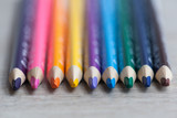 Fototapeta Tęcza - Close up macro shot of color pencil. Assortment of colored pencils. Shallow depth of field