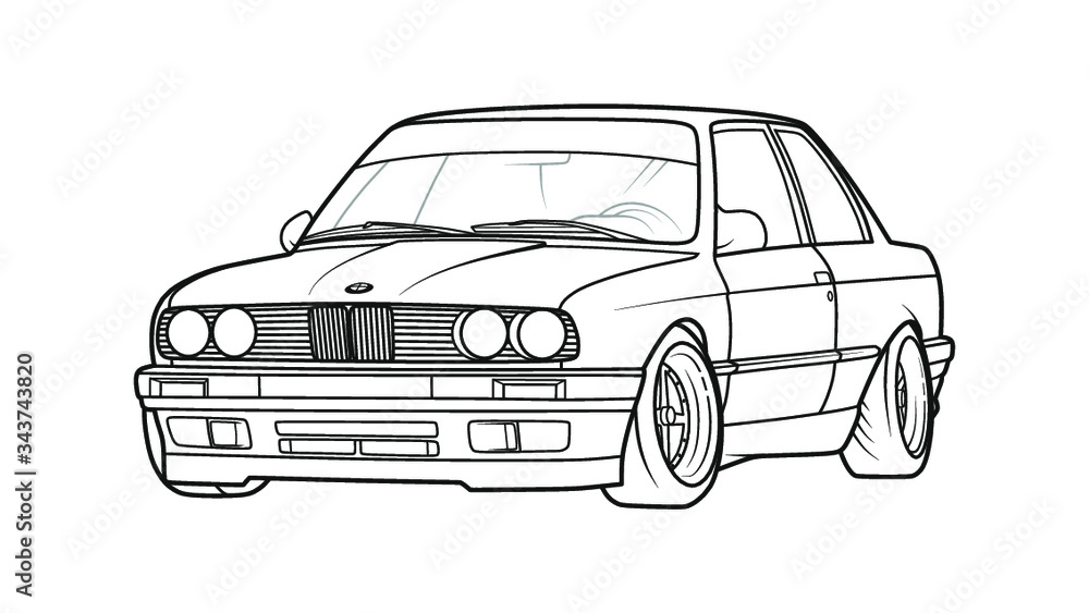 Stance Drift E30 German Coupe Car - obrazy, fototapety, plakaty 