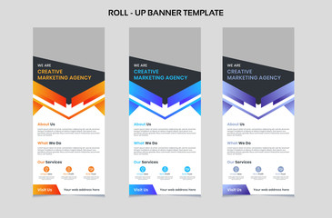 Wall Mural - Corporate colorful roll up banner template set