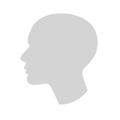 Wall Mural - A silhouette of an anonymous human head in profile. Vector illustration of abstract concept of social element. Suitable for avatar, web design. Isolated on a white background.