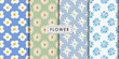 Flat style abstract floral seamless pattern set, Abstract background, Decorative wallpaper.