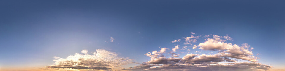 Wall Mural - seamless hdri panorama 360 degrees angle view blue clear evening sky before sunset with zenith for u