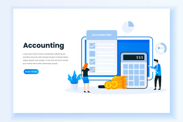 Wall Mural - Accounting concept illustration landing page. This design can be used for websites, landing pages, UI, mobile applications, posters, banners