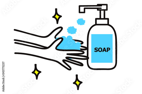 手洗い ハンドソープ コロナ 清潔 除菌 石鹸 手洗いうがい イラスト Vector De Stock Adobe Stock