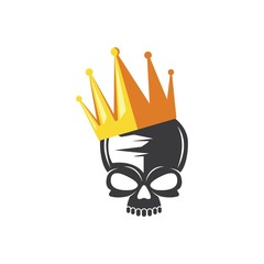 skull bone with golden crown vector icon logo illustration design