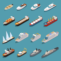 Wall Mural - Ships Boats Isometric Set 