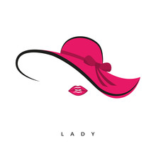 Womens Pink Hat With Bow And Sexy Lips Vector Illustration EPS10