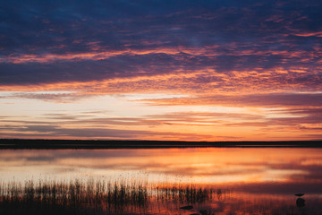 sunset over the lake