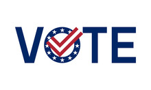 Vote Word United States Style With Check Mark, Vector Illustration