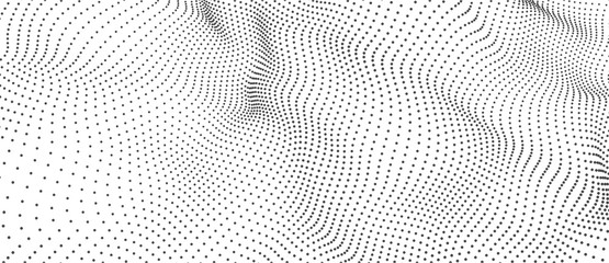 Vector abstract white futuristic background. Big data visualization. Digital dynamic wave of particles.