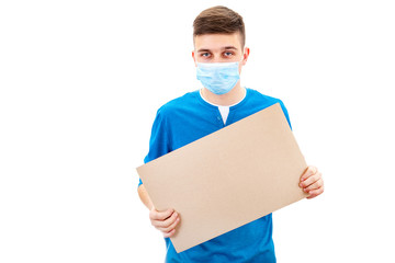 Canvas Print - Young Man in Flu Mask