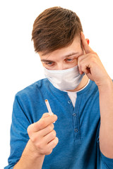 Canvas Print - Young Man in Flu Mask