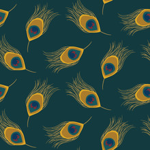Seamless Repeating Pattern With Peacock Feathers