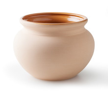 Clay Pot Isolated On White Background With Clipping Path
