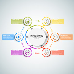 Wall Mural - Info graphic with circular design pointers in different colors