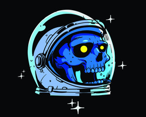 Wall Mural - colored illustration skull astronaut