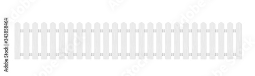 Fotomural New White Wooden Fence Isolated On White Back