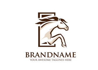 Wall Mural - simple sign head of horse for race sport logo vector, equestrian sport vector illustration